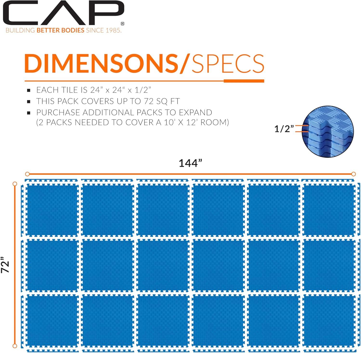 image:imageCAP Barbell Interlocking EVA Foam Exercise Puzzle Mat Home Gym Flooring Multiple OptionsTatami Blue