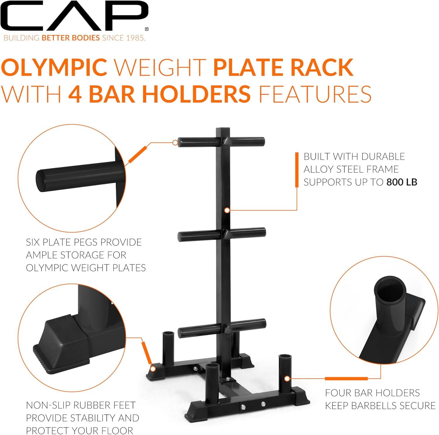 image:imageCAP Barbell Olympic Bumper Plate Tree RackBlack