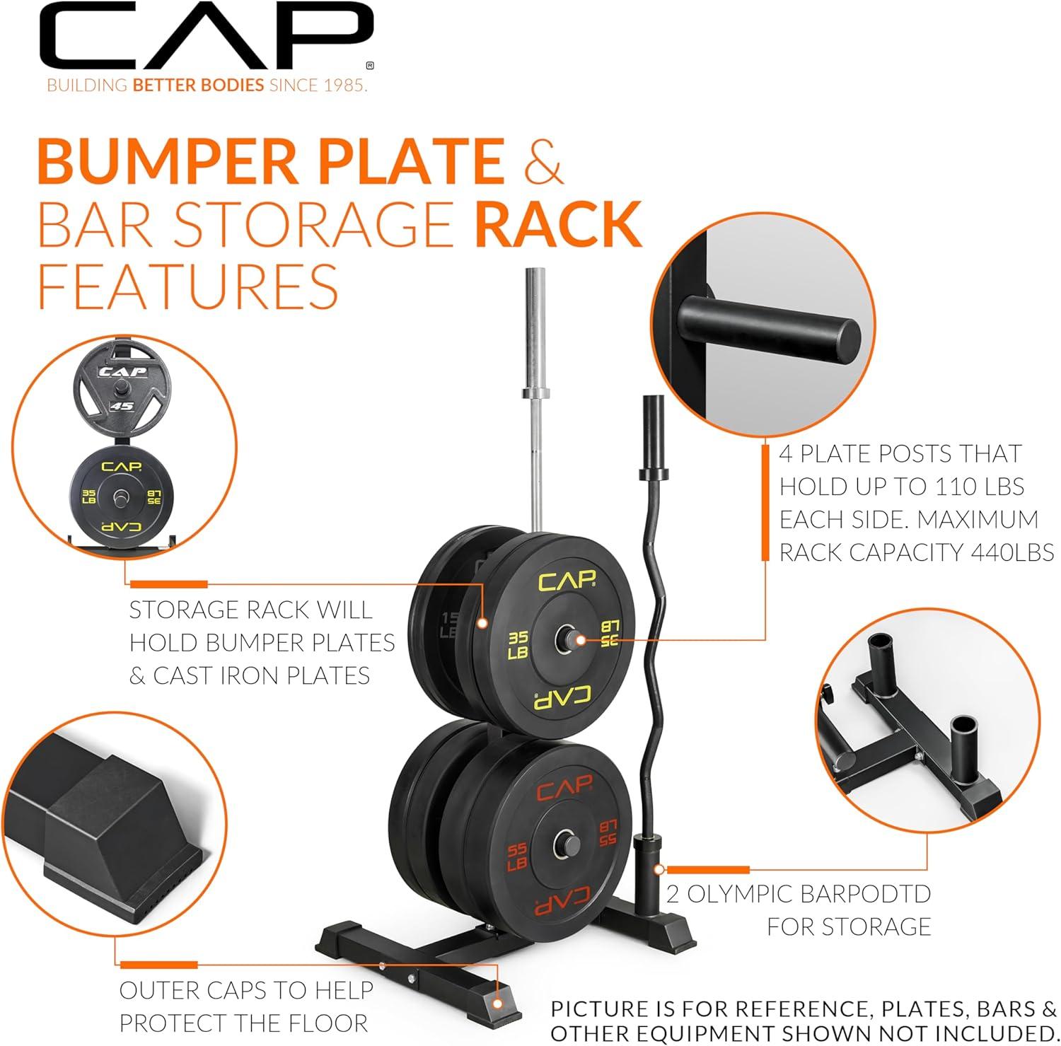 image:imageCAP Barbell Olympic Bumper Plate Tree RackBlack
