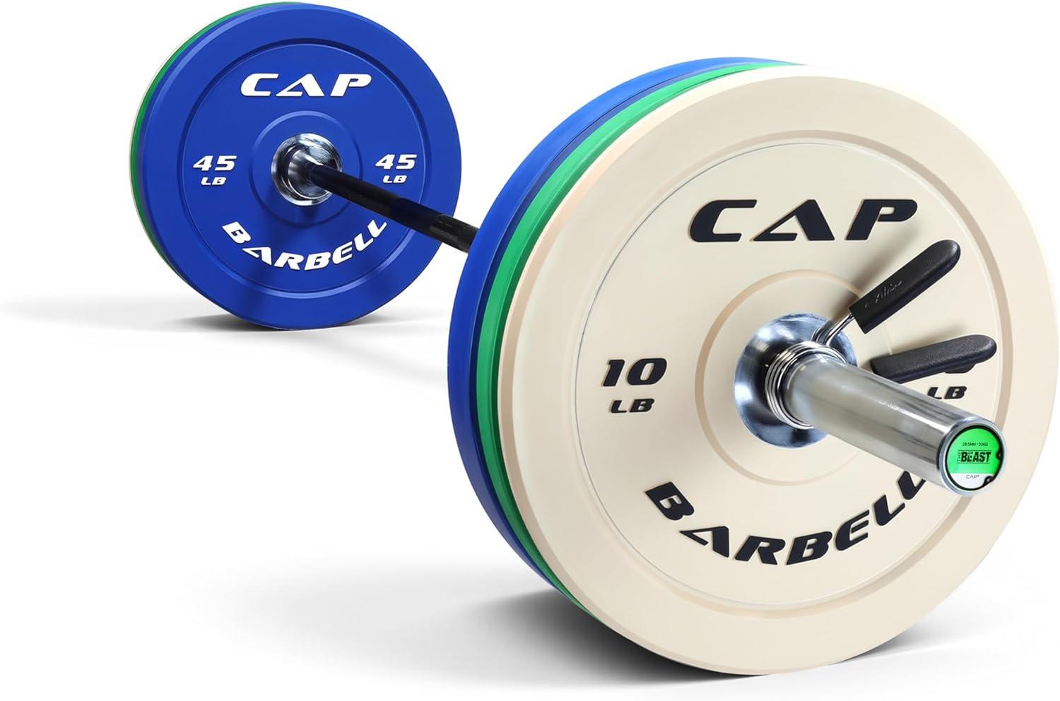 image:imageCAP Barbell Olympic Weight Set with 7ft Barbell amp Bumper Plates 160370 lbs Multiple OptionsCompetition