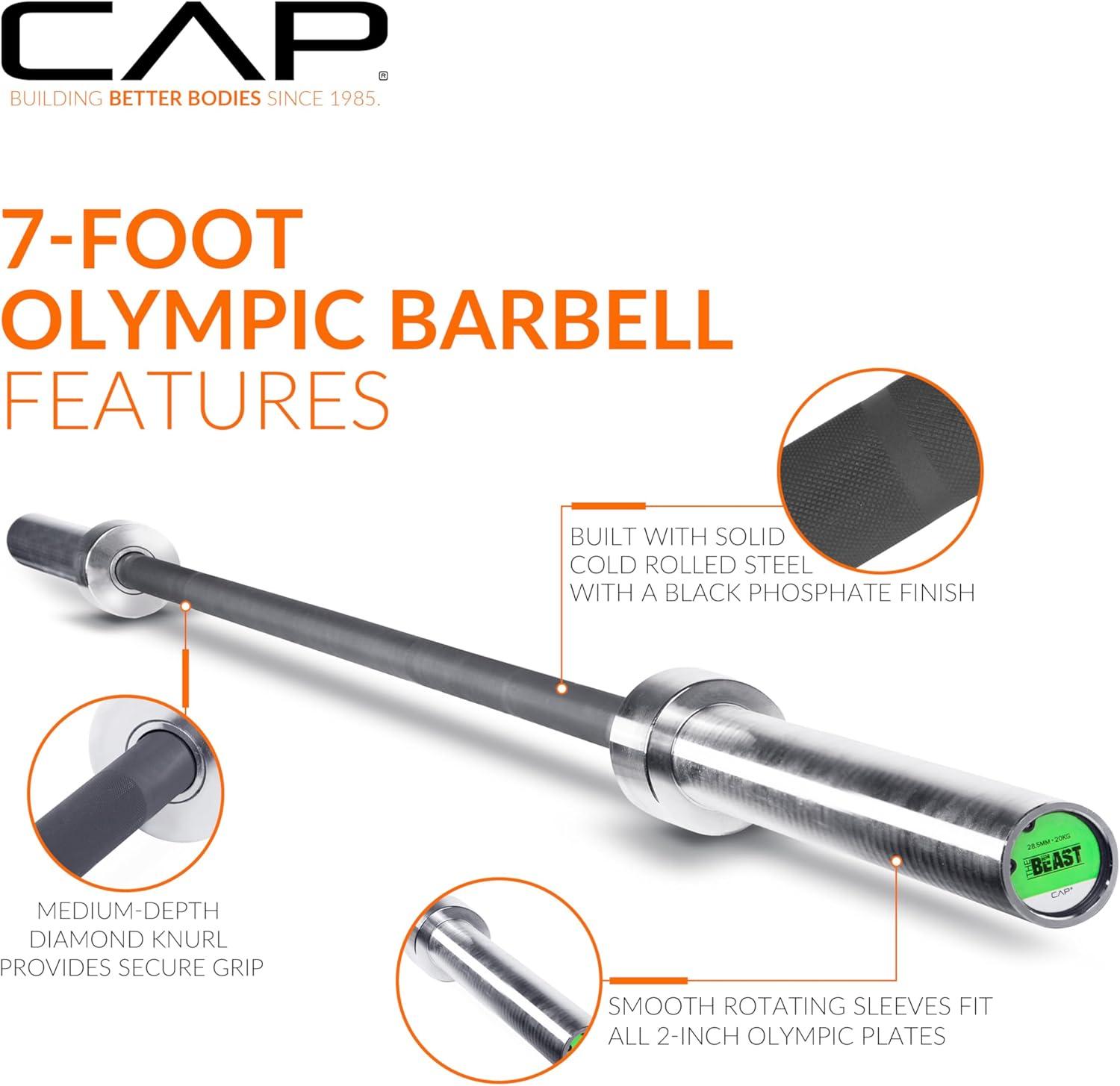 image:imageCAP Barbell Olympic Weight Set with 7ft Barbell amp Bumper Plates 160370 lbs Multiple OptionsCompetition