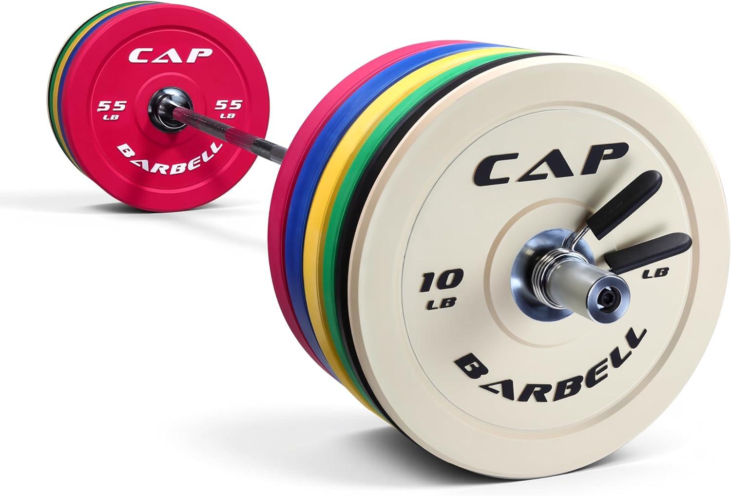 image:imageCAP Barbell Olympic Weight Set with 7ft Barbell amp Bumper Plates 160370 lbs Multiple OptionsCompetition
