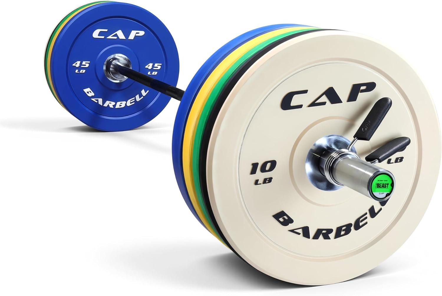 image:imageCAP Barbell Olympic Weight Set with 7ft Barbell amp Bumper Plates 160370 lbs Multiple OptionsCompetition