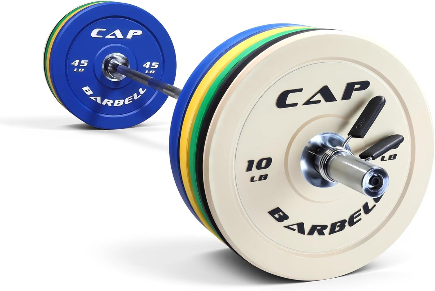 image:imageCAP Barbell Olympic Weight Set with 7ft Barbell amp Bumper Plates 160370 lbs Multiple OptionsCompetition