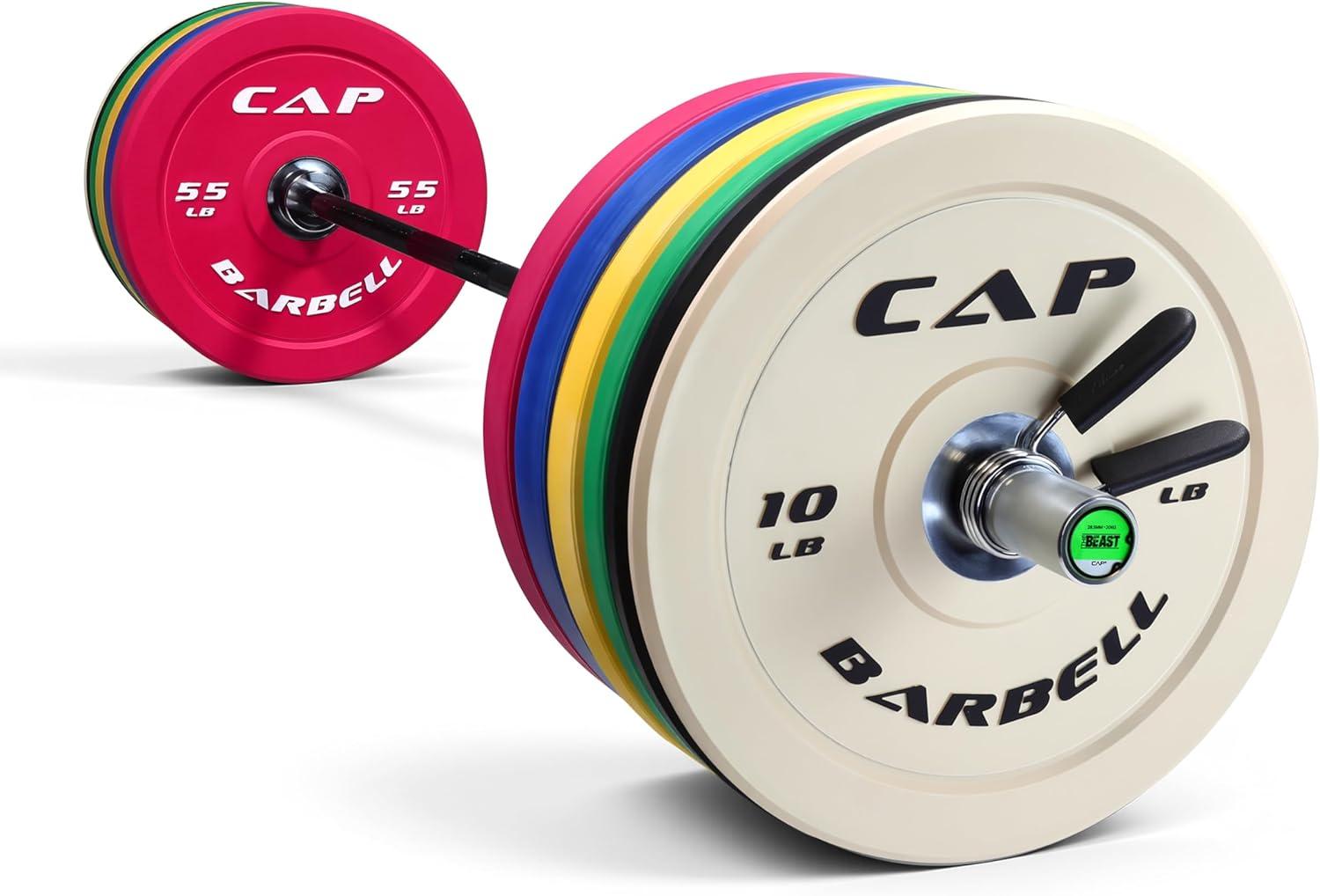 image:imageCAP Barbell Olympic Weight Set with 7ft Barbell amp Bumper Plates 160370 lbs Multiple OptionsCompetition
