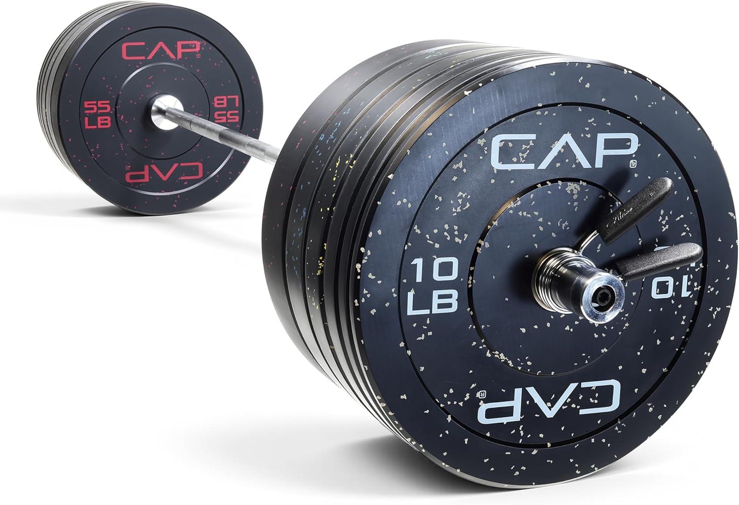 image:imageCAP Barbell Olympic Weight Set with 7ft Barbell amp Bumper Plates 160370 lbs Multiple OptionsEconomy Speckled