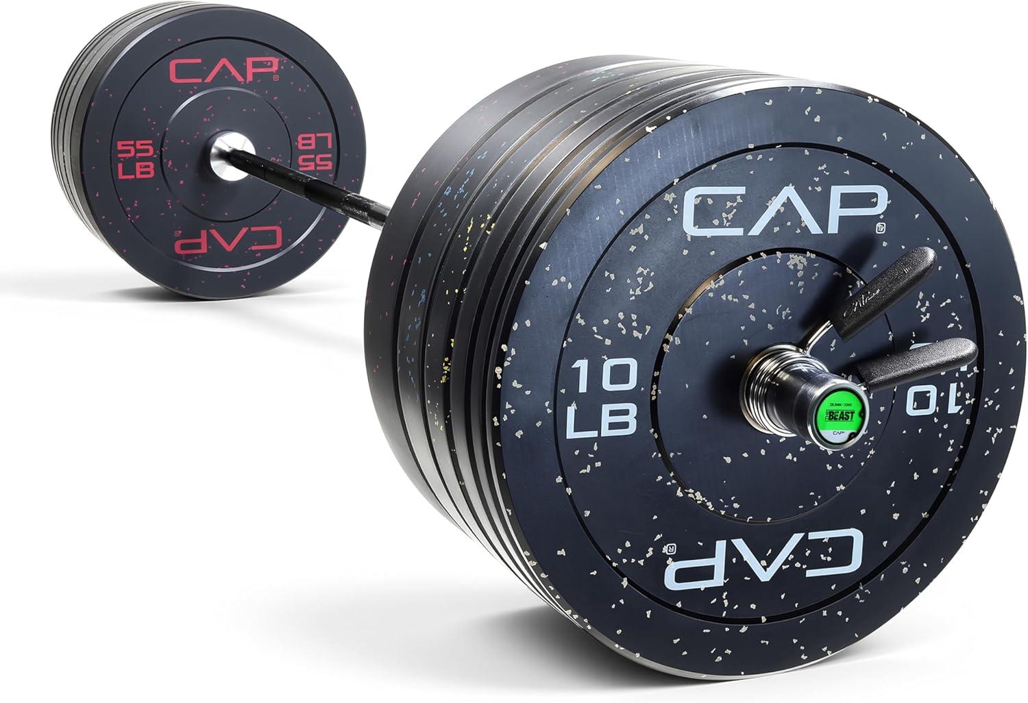 image:imageCAP Barbell Olympic Weight Set with 7ft Barbell amp Bumper Plates 160370 lbs Multiple OptionsEconomy Speckled