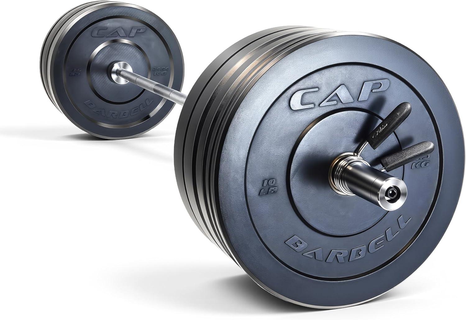 image:imageCAP Barbell Olympic Weight Set with 7ft Barbell amp Bumper Plates 160370 lbs Multiple OptionsElite