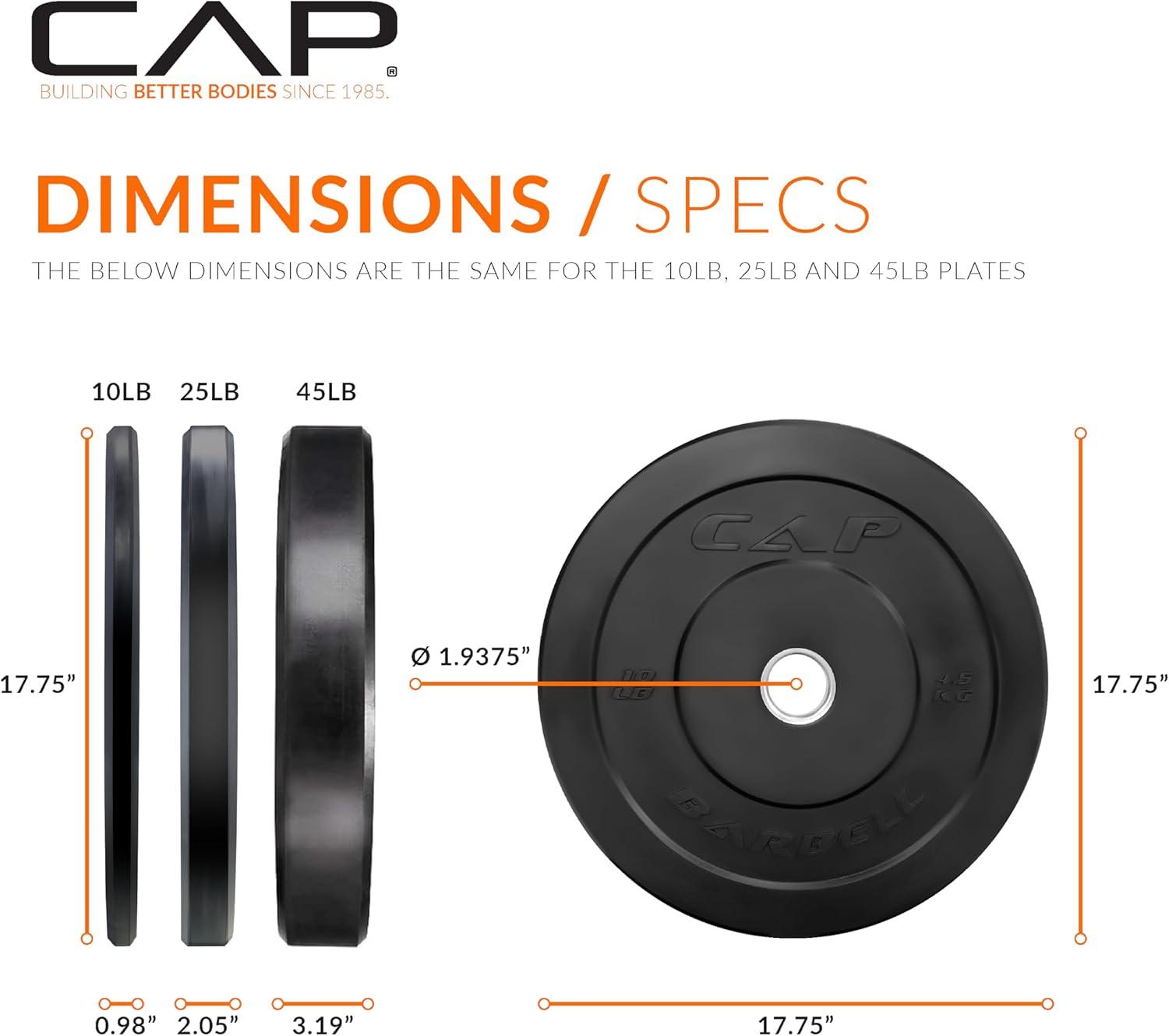 image:imageCAP Barbell Olympic Weight Set with 7ft Barbell amp Bumper Plates 160370 lbs Multiple OptionsElite