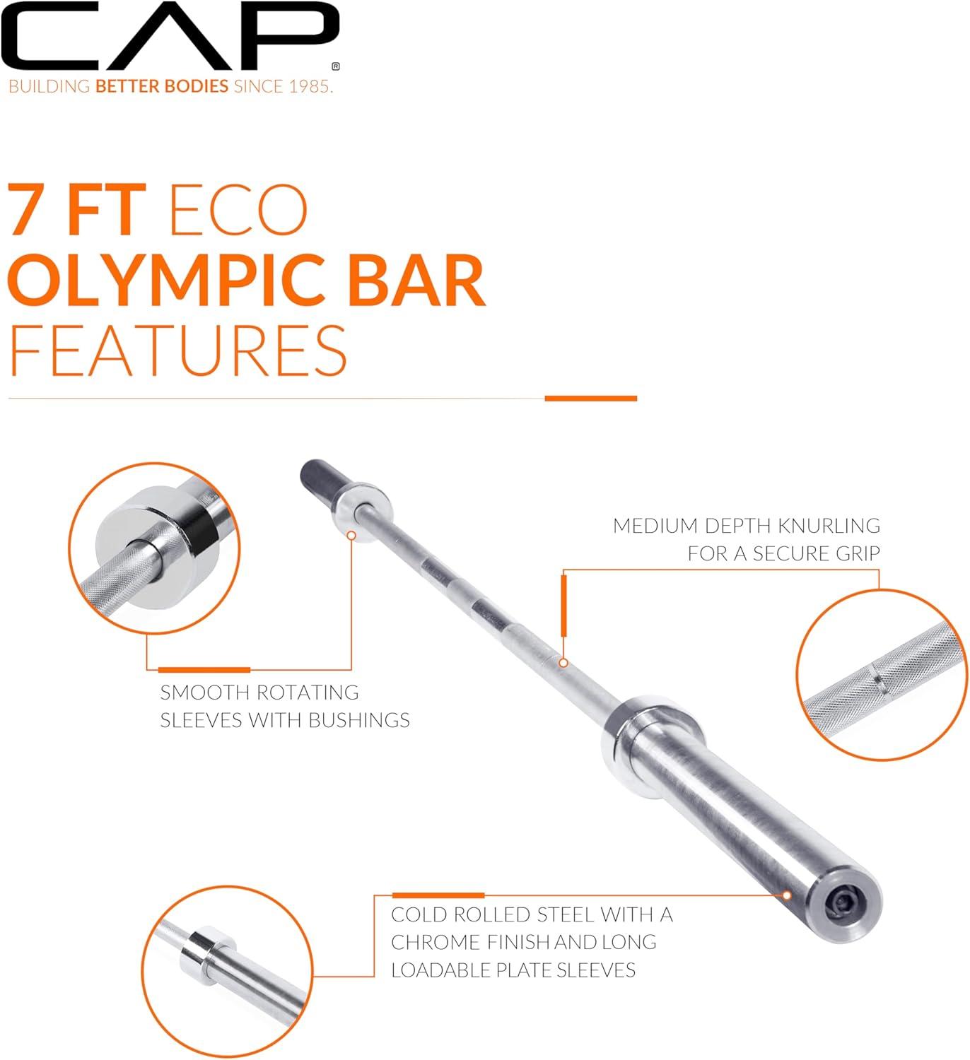 image:imageCAP Barbell Olympic Weight Set with 7ft Barbell amp Bumper Plates 160370 lbs Multiple OptionsElite