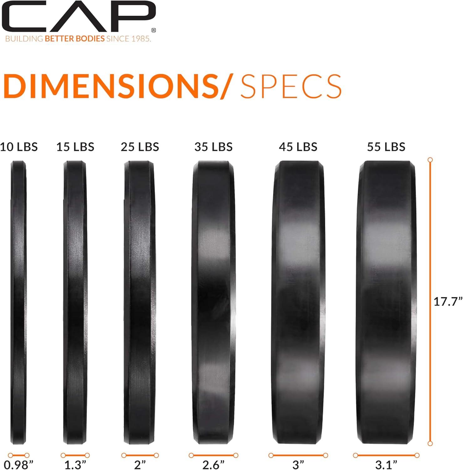 image:imageCAP Barbell Olympic Weight Set with 7ft Barbell amp Bumper Plates 160370 lbs Multiple OptionsElite
