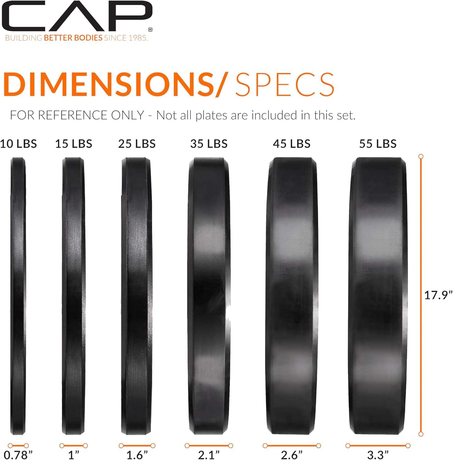 image:imageCAP Barbell Olympic Weight Set with 7ft Barbell amp Bumper Plates 160370 lbs Multiple OptionsPRO
