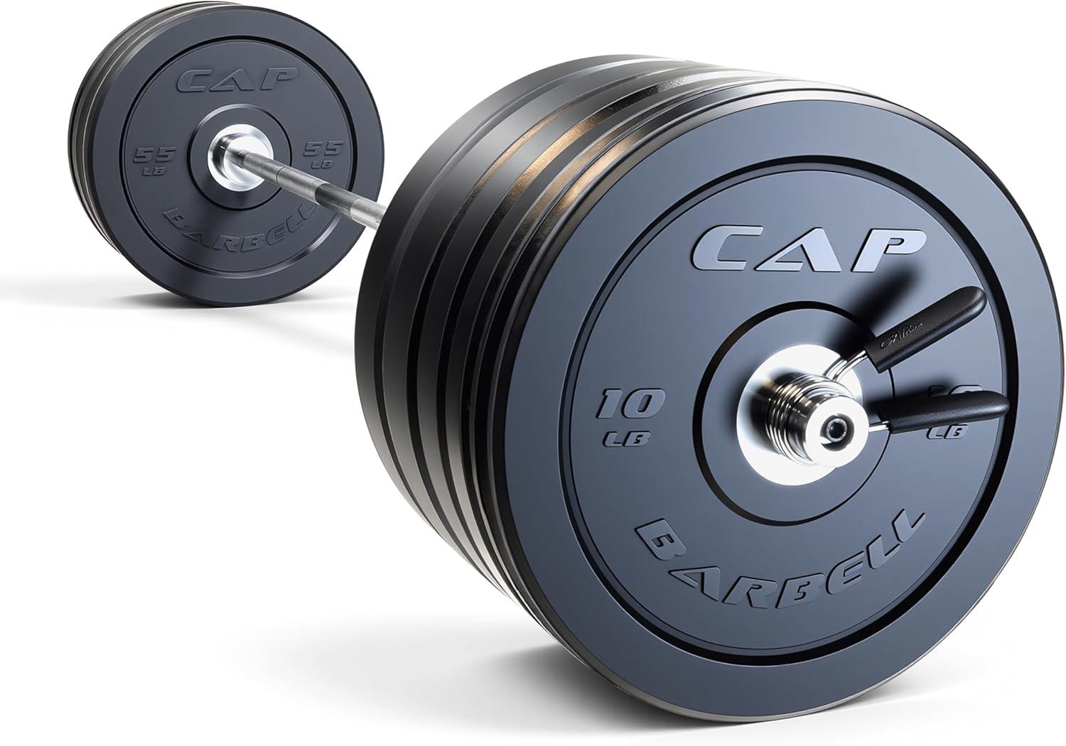 image:imageCAP Barbell Olympic Weight Set with 7ft Barbell amp Bumper Plates 160370 lbs Multiple OptionsPRO