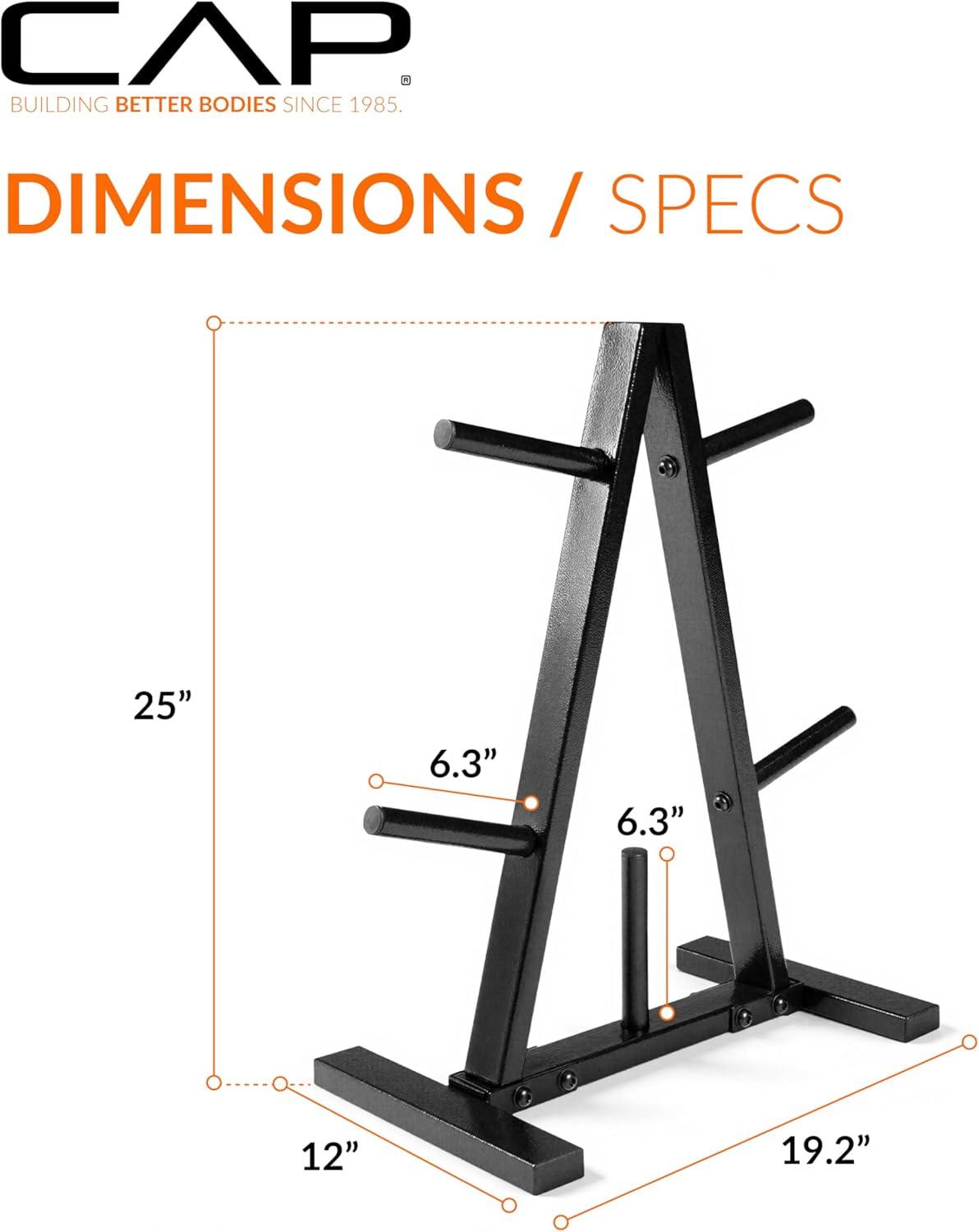image:imageCAP Barbell Weight Plate Rack for 1Inch Weight PlatesBlack Space Saving Astyle 1 Plate Tree