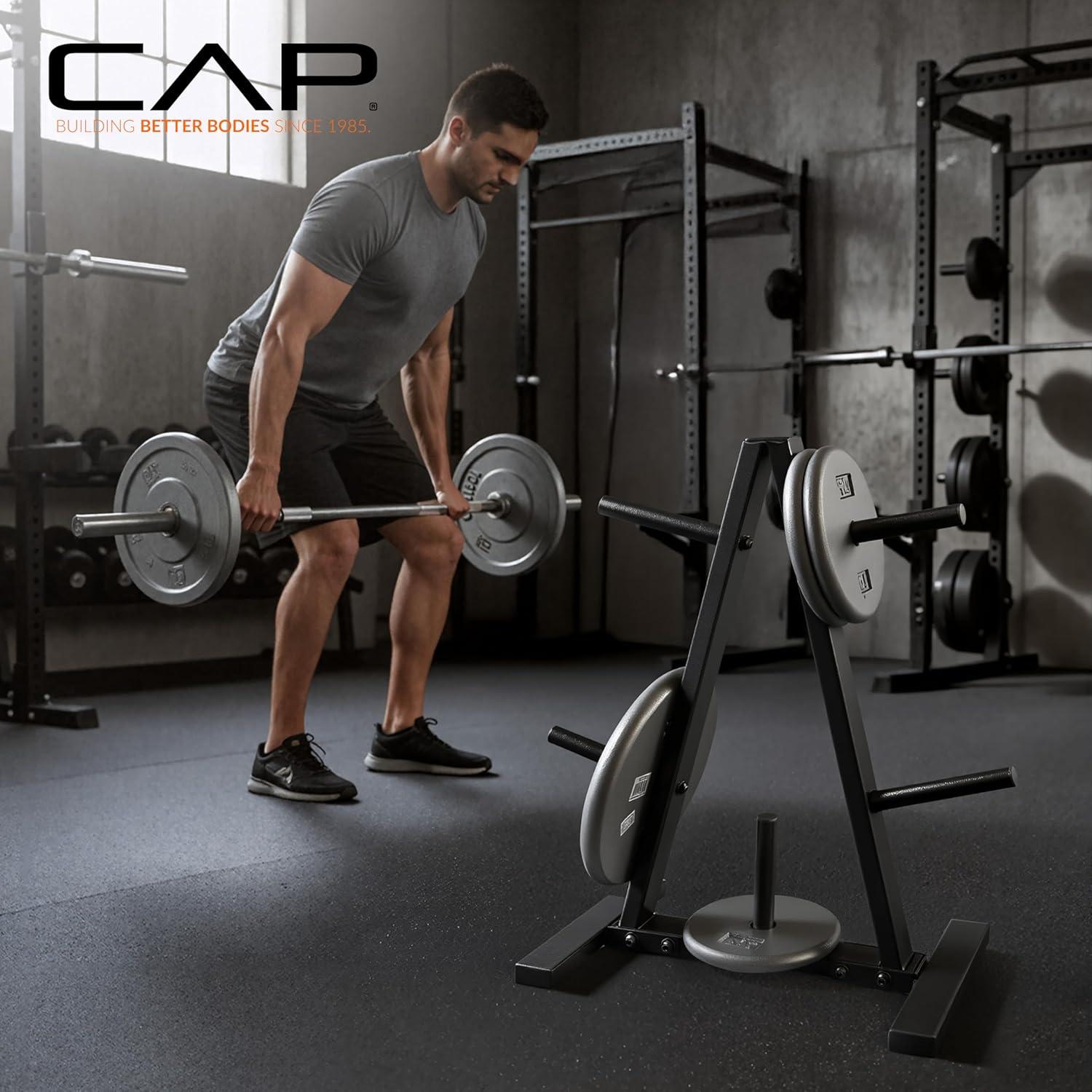 image:imageCAP Barbell Weight Plate Rack for 1Inch Weight PlatesBlack Space Saving Astyle 1 Plate Tree