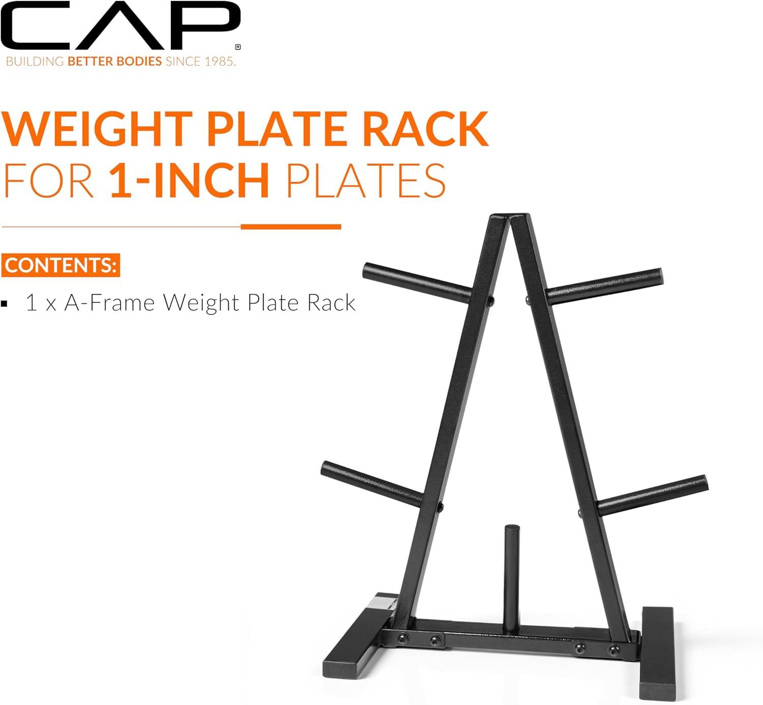image:imageCAP Barbell Weight Plate Rack for 1Inch Weight PlatesBlack Space Saving Astyle 1 Plate Tree