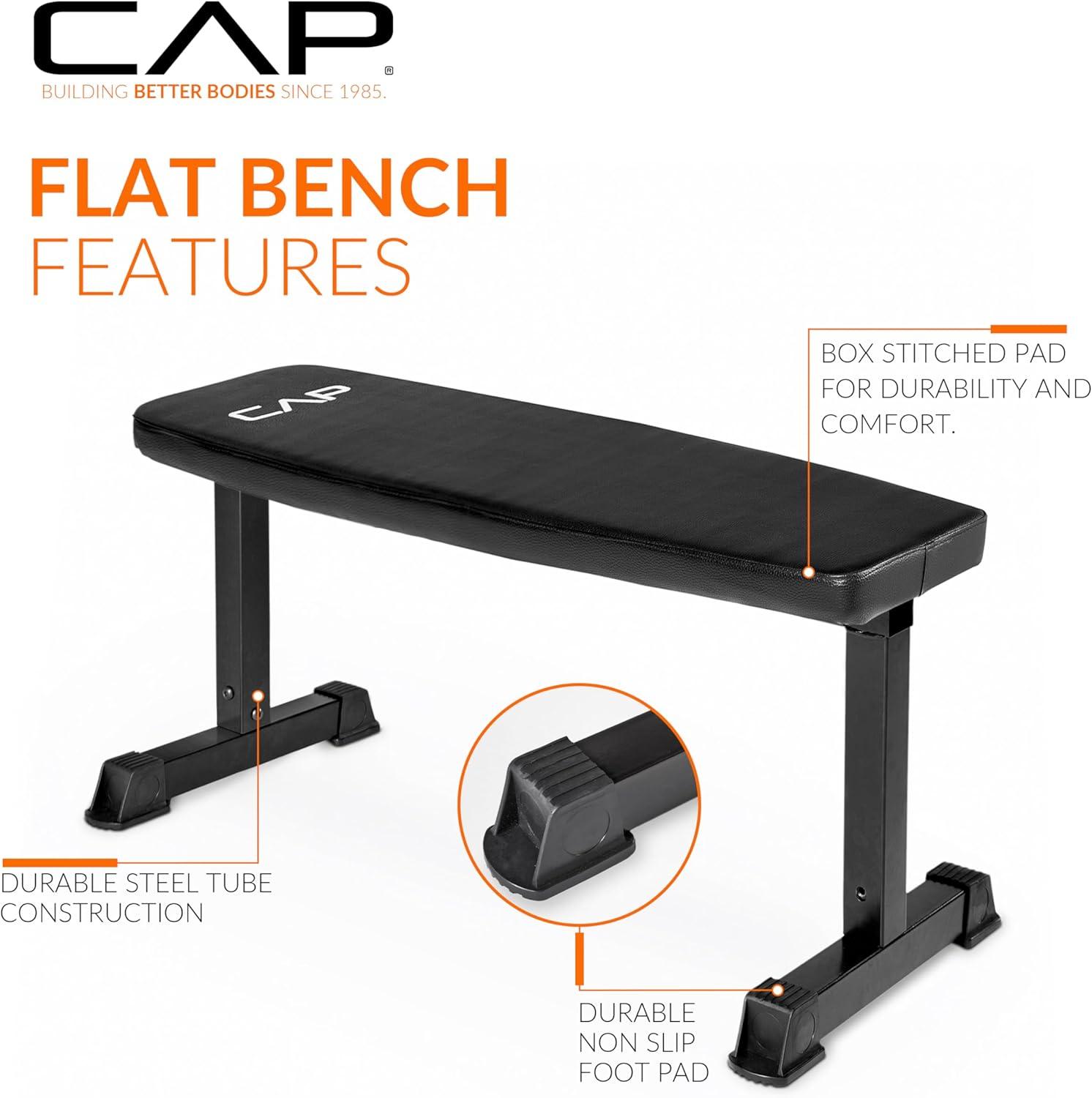 image:imageCap Barbell Flat Weight Bench Color SeriesBlack