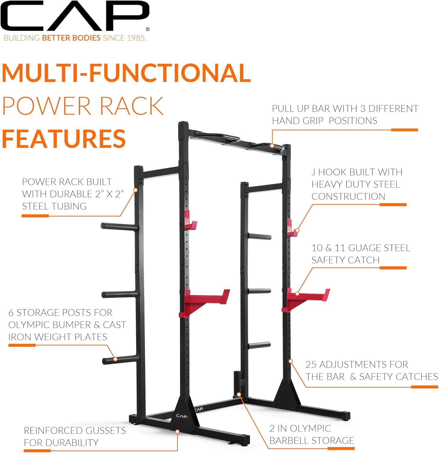 image:imageCap Barbell Power Rack with Pull Up Bar amp Attachments Multiple ColorsBLACK
