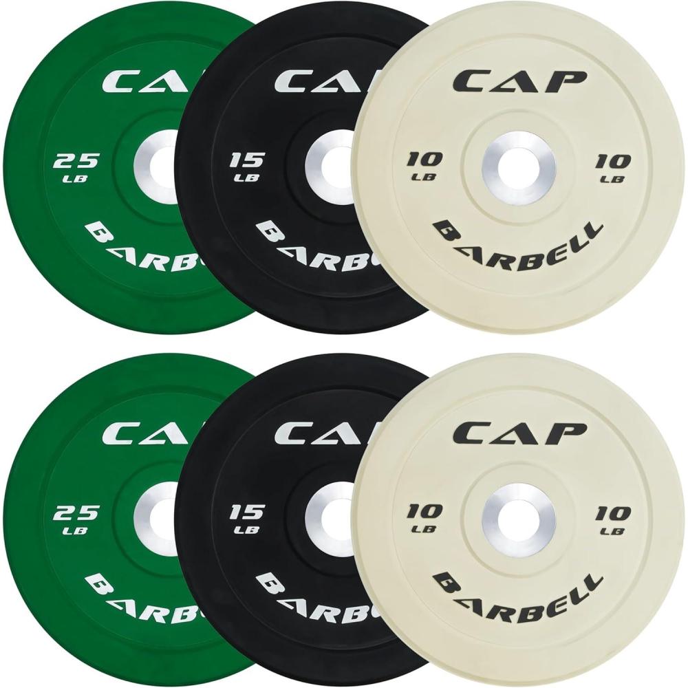 image:imageCAP 2inch Olympic Bumper Plate Weight Set 100370 lbs Multiple Colors Storage Rack OptionalCOMPETITION