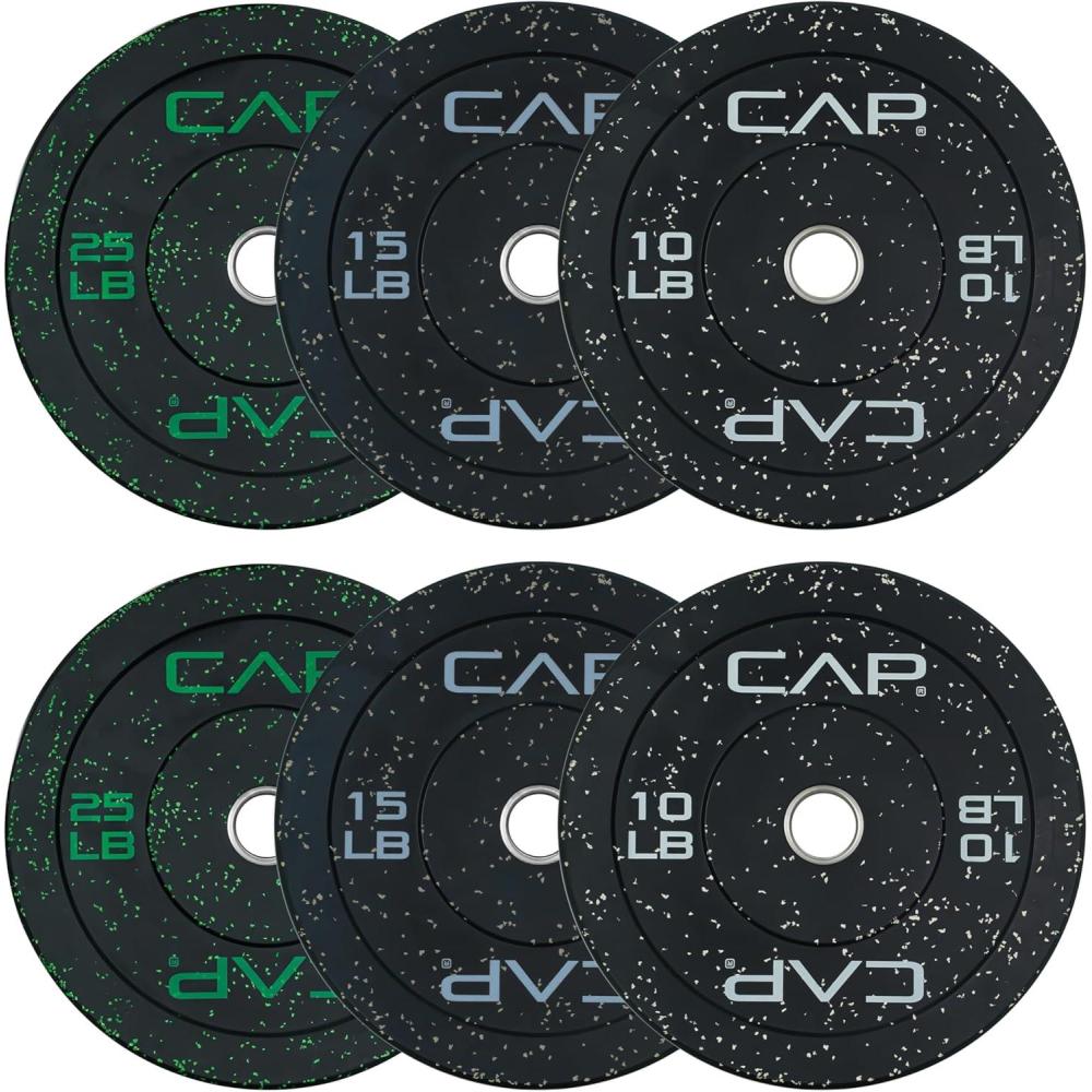 image:imageCAP 2inch Olympic Bumper Plate Weight Set 100370 lbs Multiple Colors Storage Rack OptionalECONOMY SPECKLED