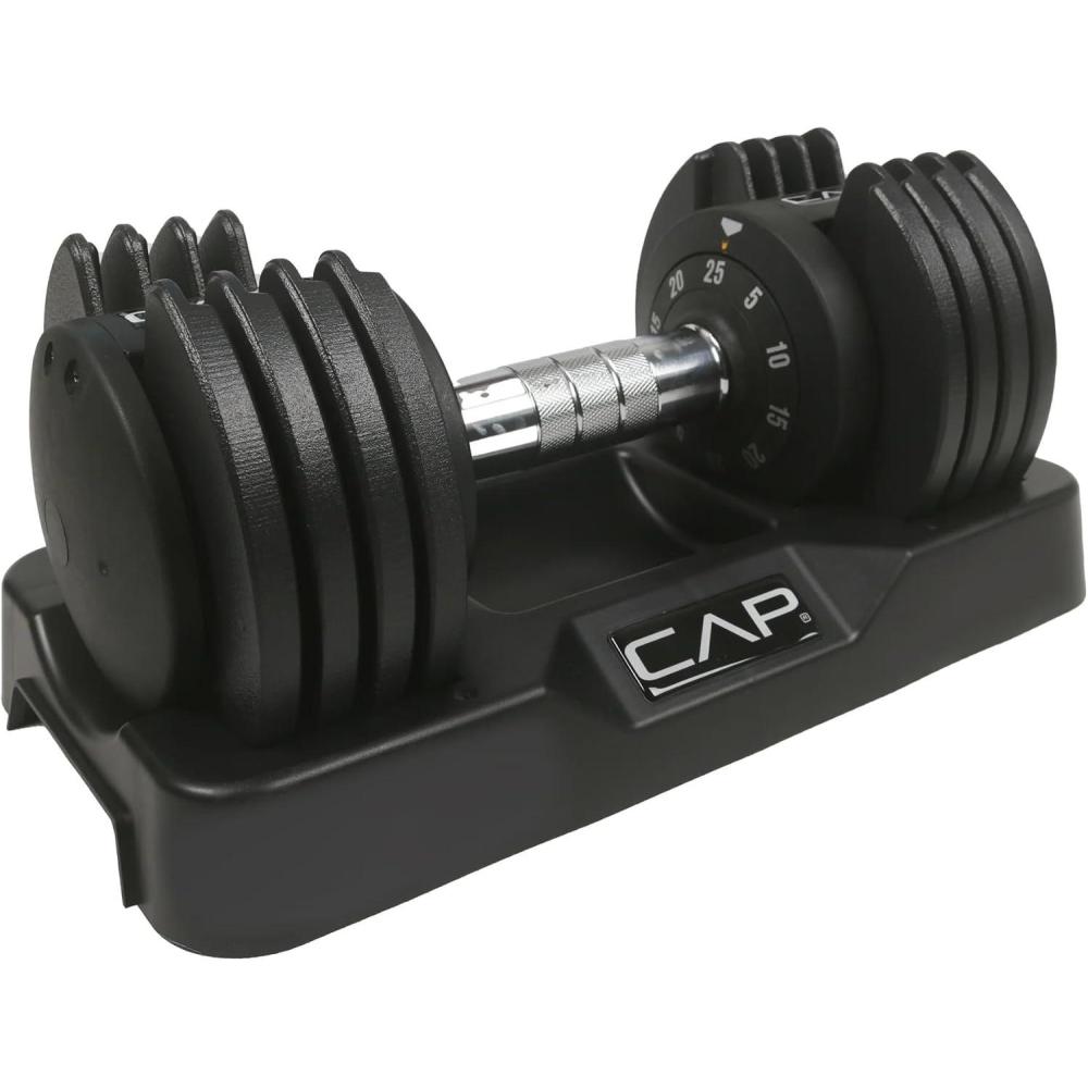 image:imageCAP Barbell ADJUSTABELL Adjustable Round Dumbbell Weights  Singles amp Pairs  125 lb 25 lb amp 55 lb  Multiple Handle Options25 lb  Chrome Handle