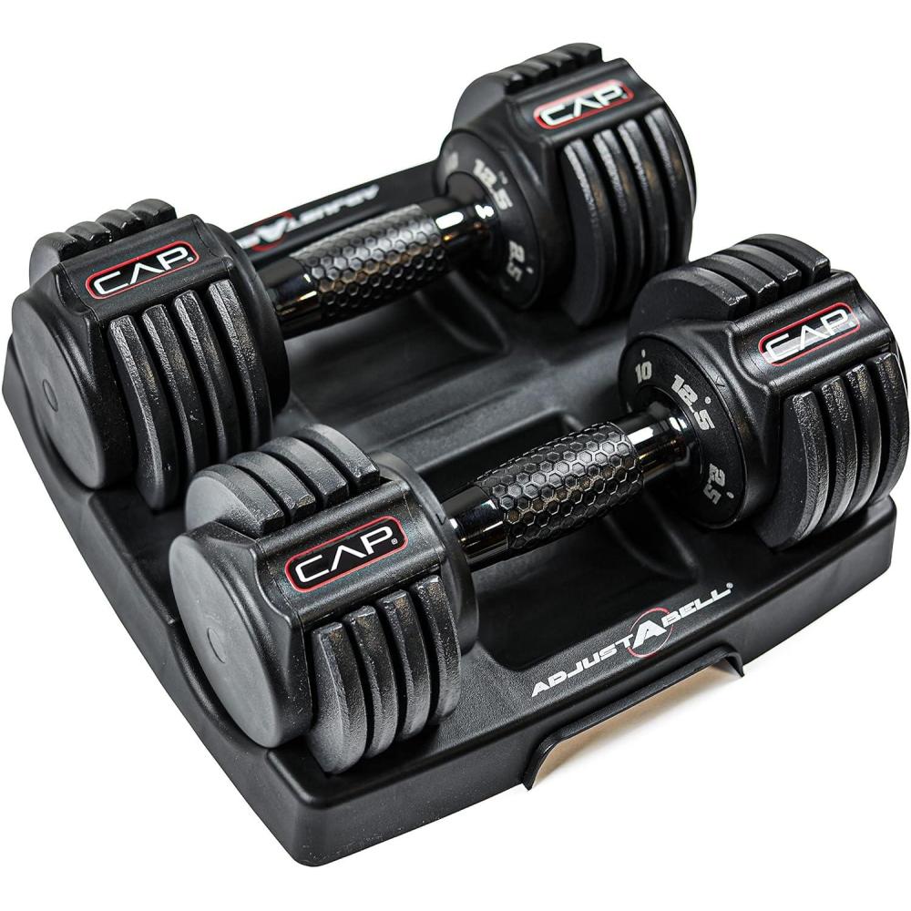 image:imageCAP Barbell ADJUSTABELL Adjustable Round Dumbbell Weights Singles amp Pairs 125 lb 25 lb amp 55 lb Multiple Handle OptionsPair