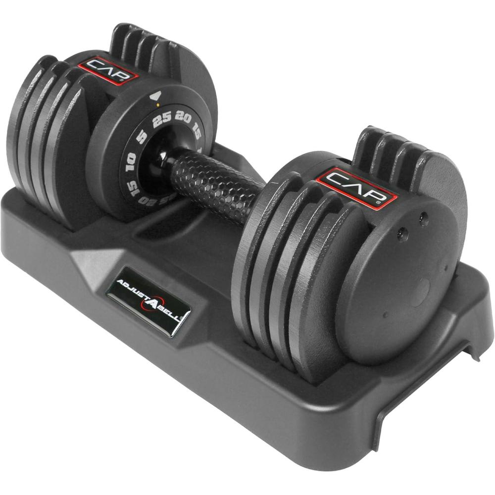 image:imageCAP Barbell ADJUSTABELL Adjustable Round Dumbbell Weights Singles amp Pairs 125 lb 25 lb amp 55 lb Multiple Handle OptionsSingle