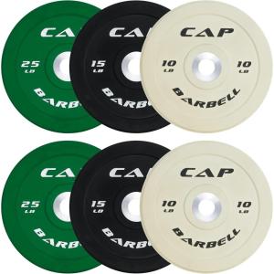 CAP 2-inch Olympic Bumper Plate Weight Set | 100-370 lbs | Multiple Colors | Storage Rack Optional(COMPETITION)