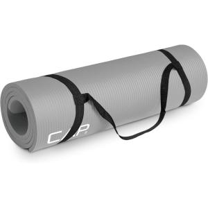 CAP Barbell 1/2-Inch High Density Exercise Yoga Mat with Strap | Multiple Options(Gray)