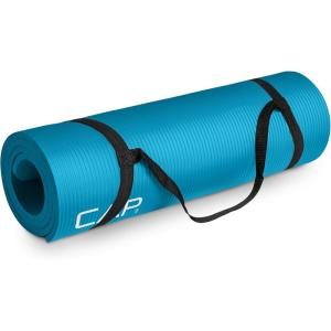 CAP Barbell 1/2-Inch High Density Exercise Yoga Mat with Strap | Multiple Options(Teal)