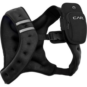 CAP Barbell 8LB Weighted Vest – Unisex Workout Vest with Phone Pouch, Reflective Strips, and Adjustable Fit for Walking, Running, Cardio, and Strength Training | Black or Blue(Black)