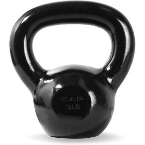 CAP Barbell Cast Iron Kettlebell – Coated Options, Singles and Sets, Multiple Weight Choices(15.0 Pounds)