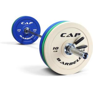 CAP Barbell Olympic Weight Set with 7ft Barbell & Bumper Plates | 160-370 lbs | Multiple Options(Competition)