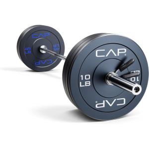 CAP Barbell Olympic Weight Set with 7ft Barbell & Bumper Plates | 160-370 lbs | Multiple Options(Economy)