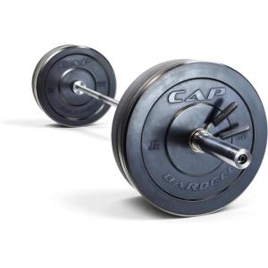 CAP Barbell Olympic Weight Set with 7ft Barbell & Bumper Plates | 160-370 lbs | Multiple Options(Elite)