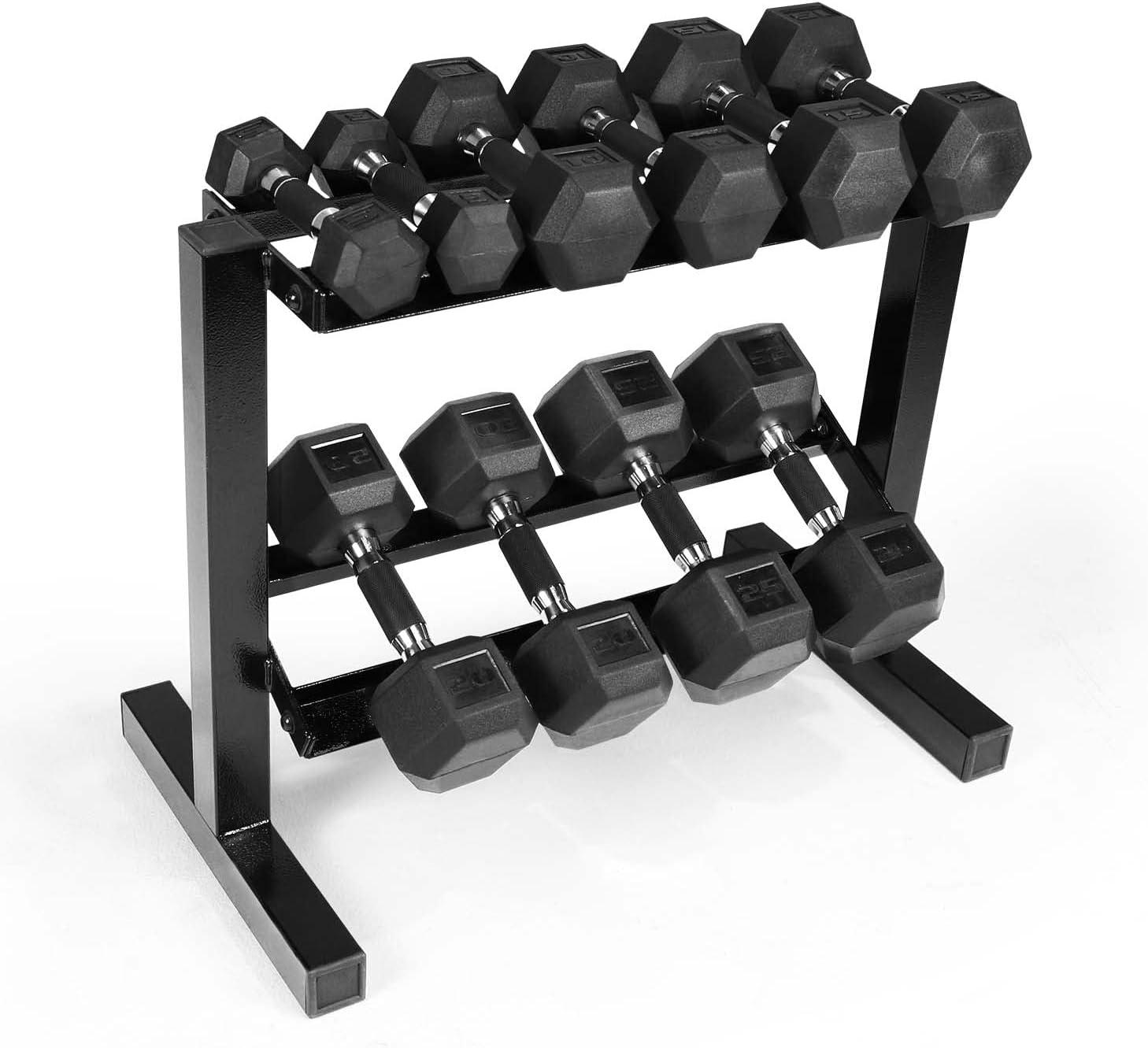 image:imageCAP Barbell 150 lb Dumbbell Set with 2Tier Rack Multiple OptionsBlack