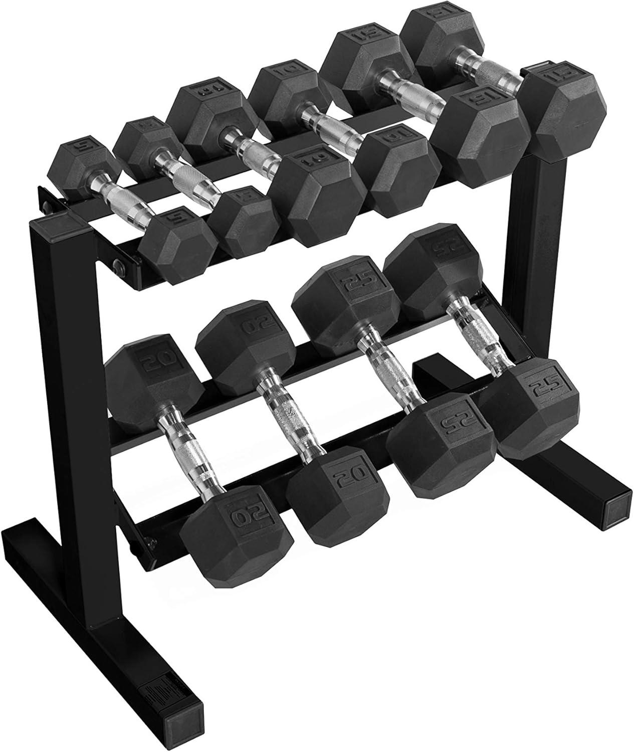 image:imageCAP Barbell 150 lb Dumbbell Set with 2Tier Rack Multiple OptionsBlack