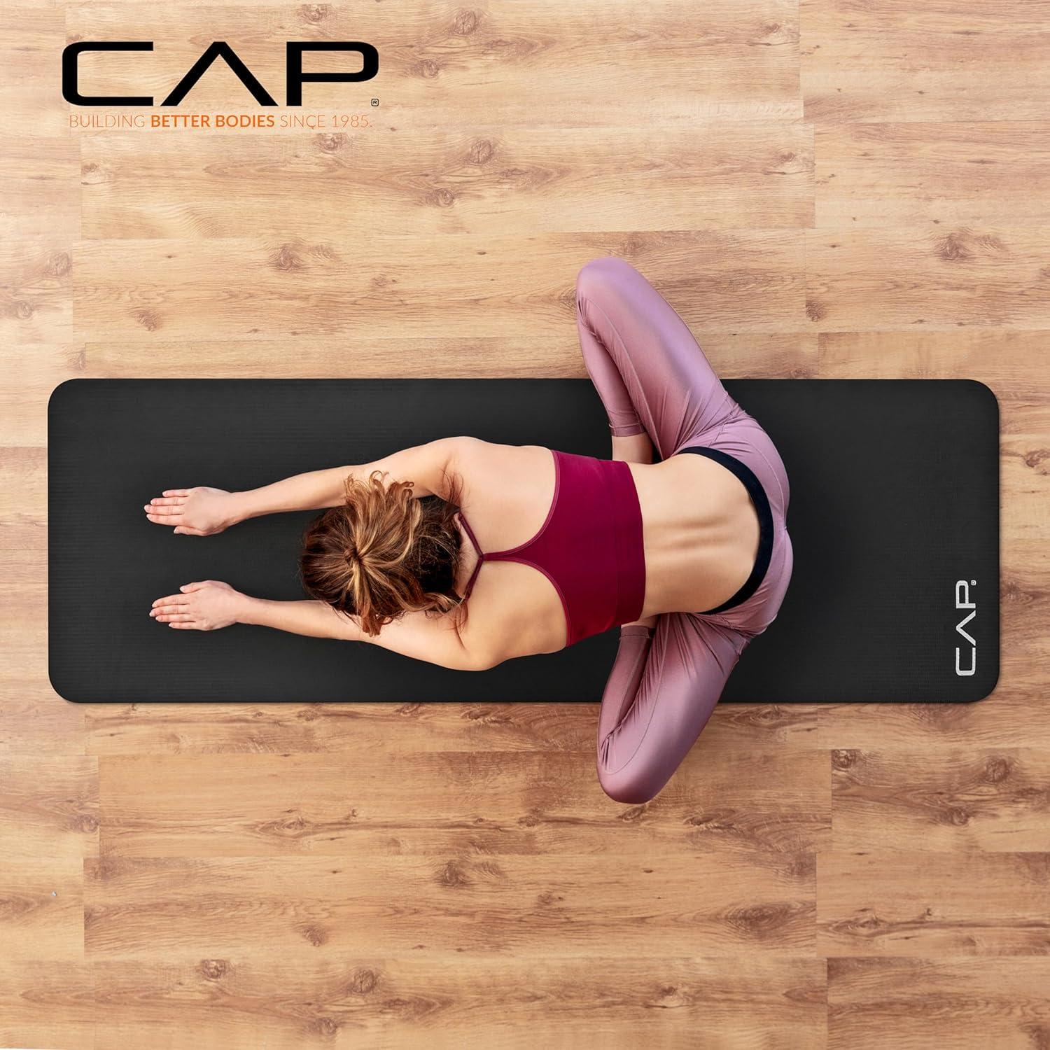 image:imageCAP Barbell 1Inch High Density Exercise Yoga Mat with Strap Multiple ColorsBlue