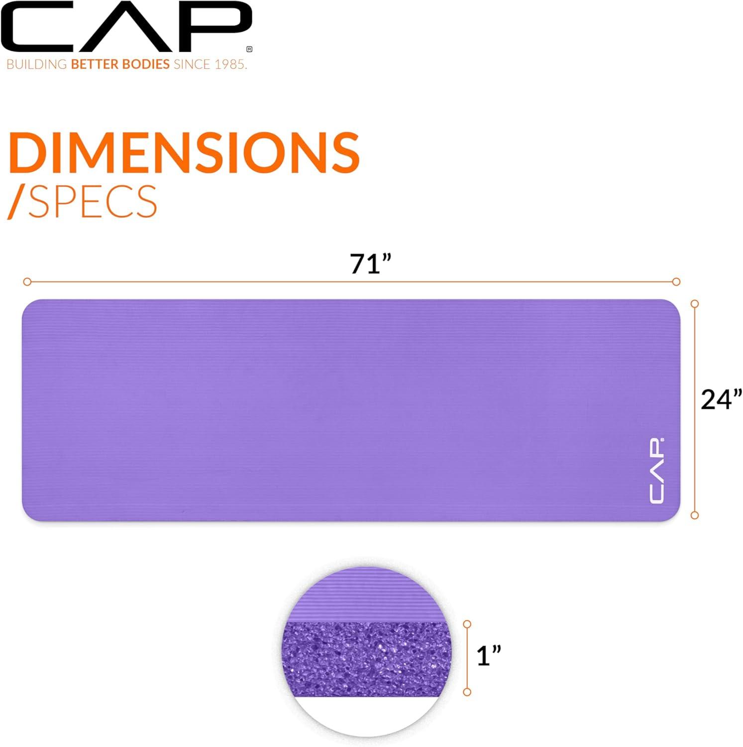 image:imageCAP Barbell 1Inch High Density Exercise Yoga Mat with Strap Multiple ColorsPurple