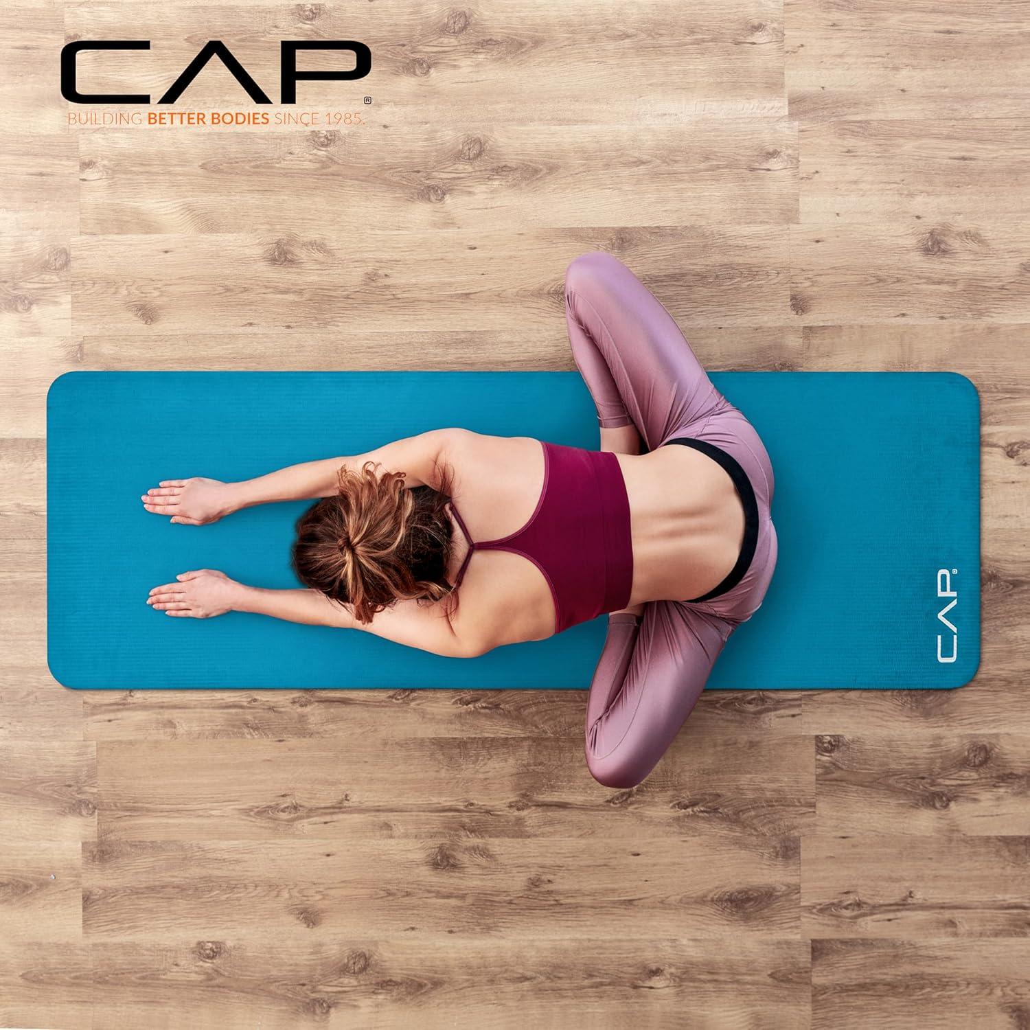 image:imageCAP Barbell 1Inch High Density Exercise Yoga Mat with Strap Multiple ColorsTeal