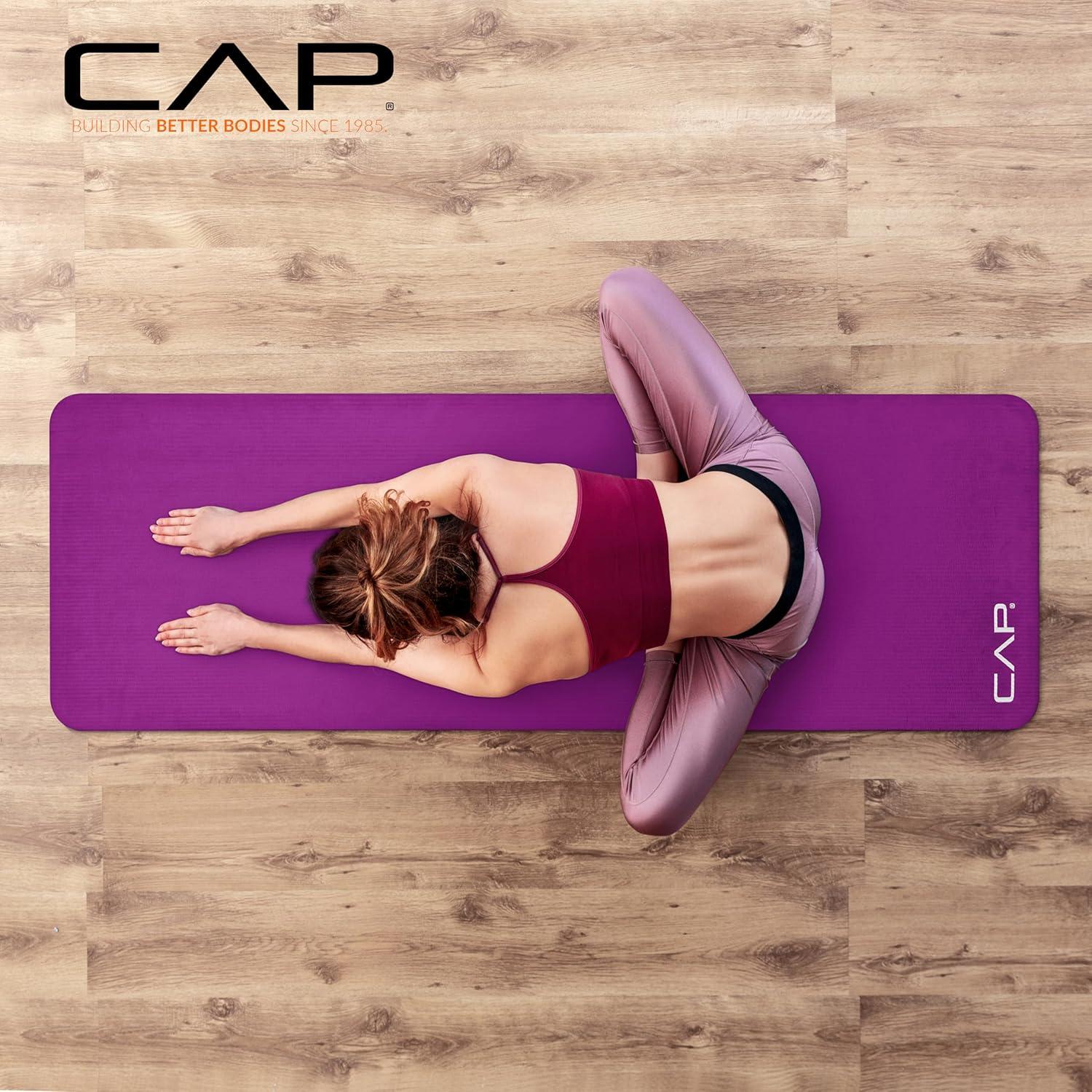 image:imageCAP Barbell 1Inch High Density Exercise Yoga Mat with Strap Multiple ColorsWine