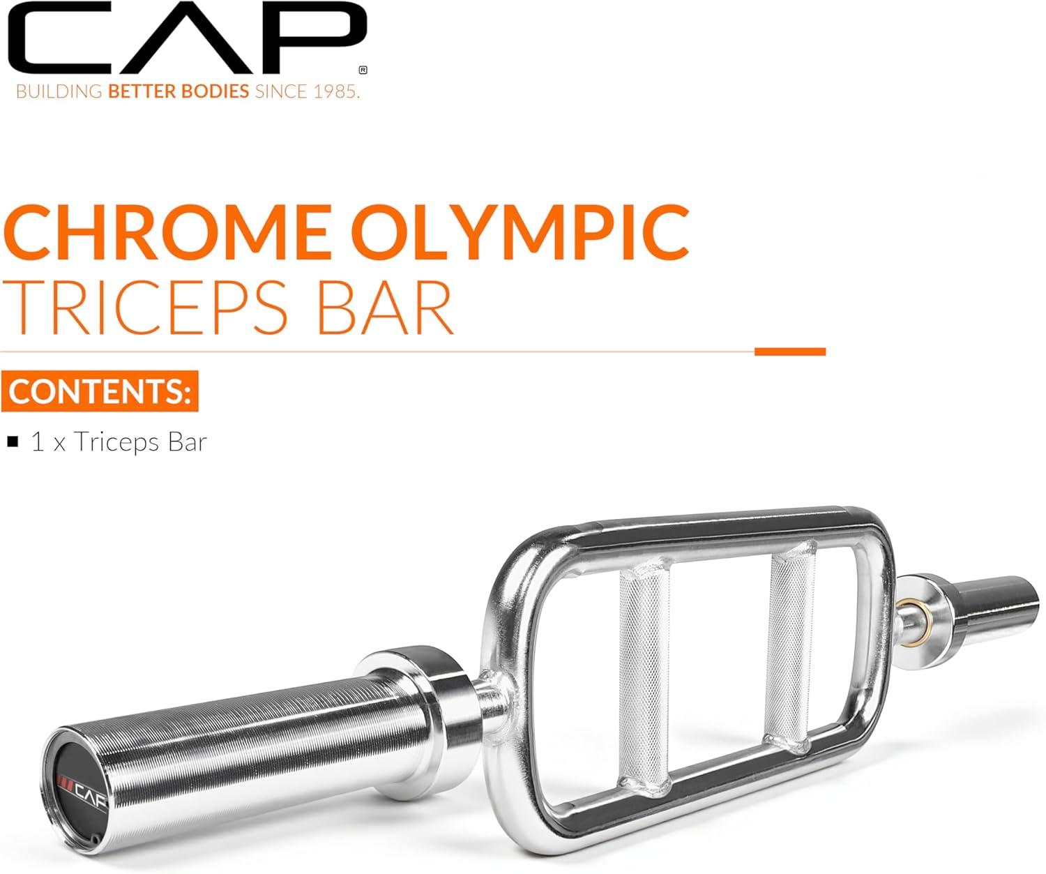 image:imageCAP Barbell 2 Solid Olympic Triceps Bar No Collars Chrome