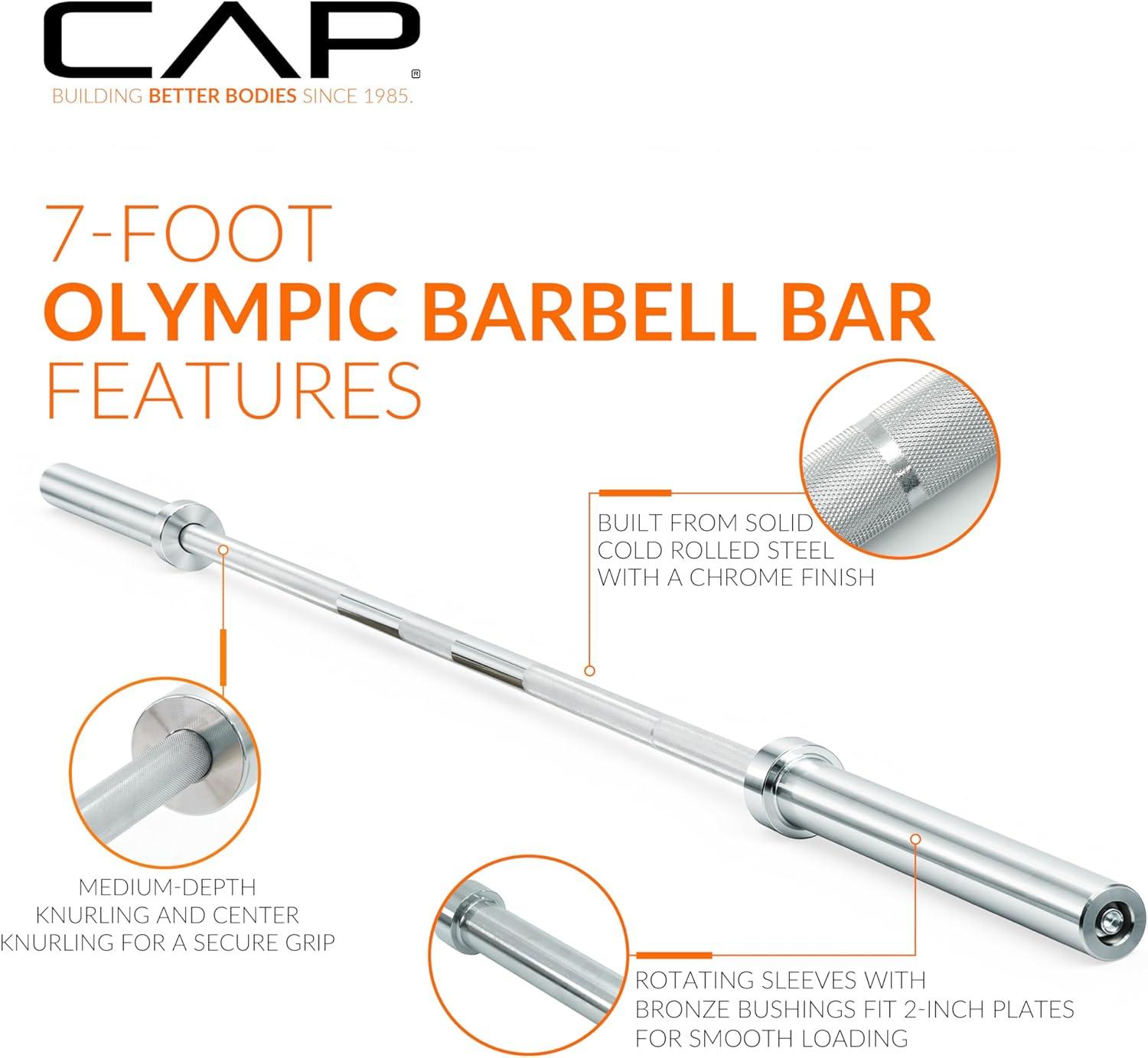 image:imageCAP Barbell 2Inch Olympic 7 ft Barbell Bars Multiple OptionsChrome