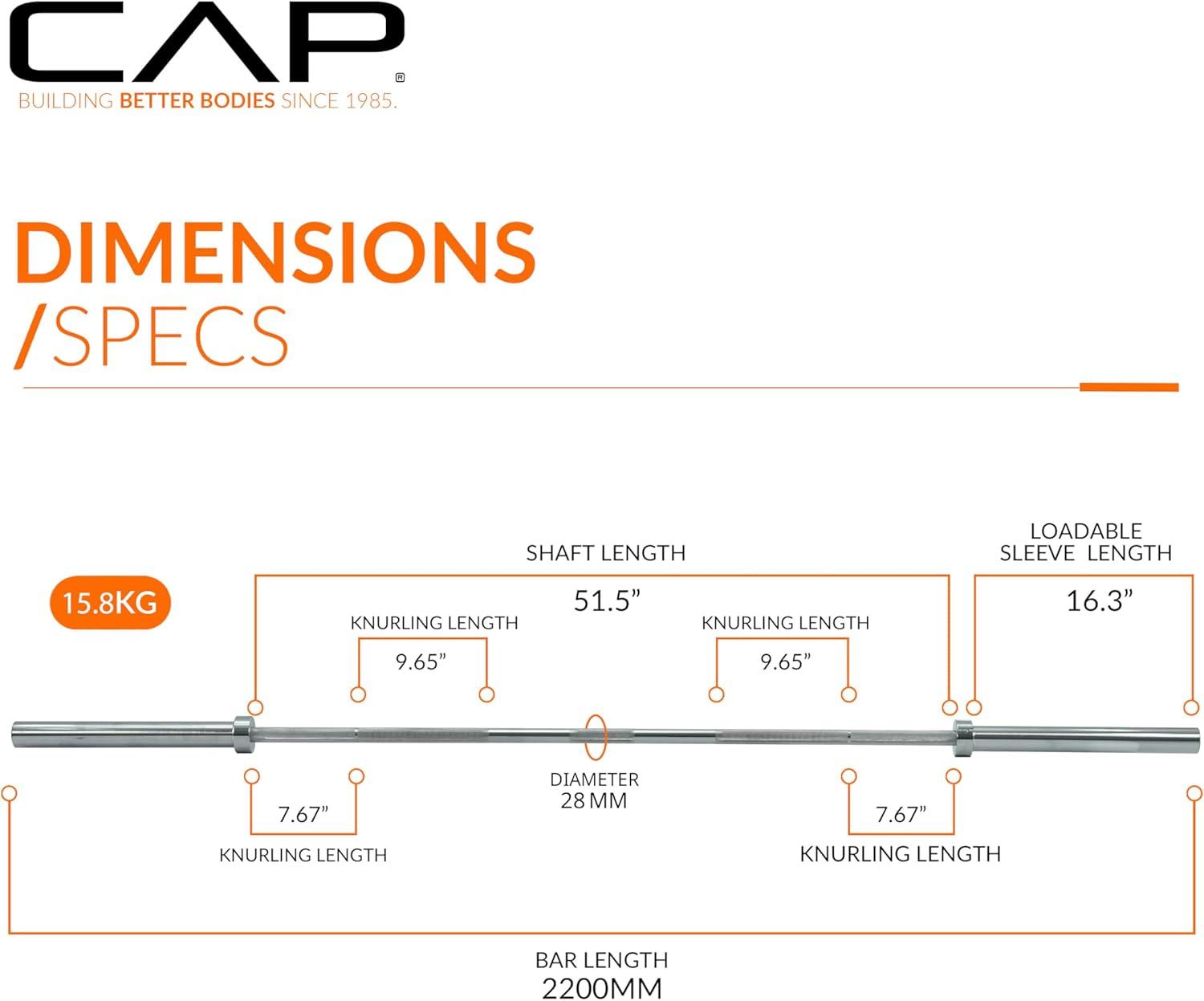 image:imageCAP Barbell 2Inch Olympic 7 ft Barbell Bars Multiple OptionsChrome
