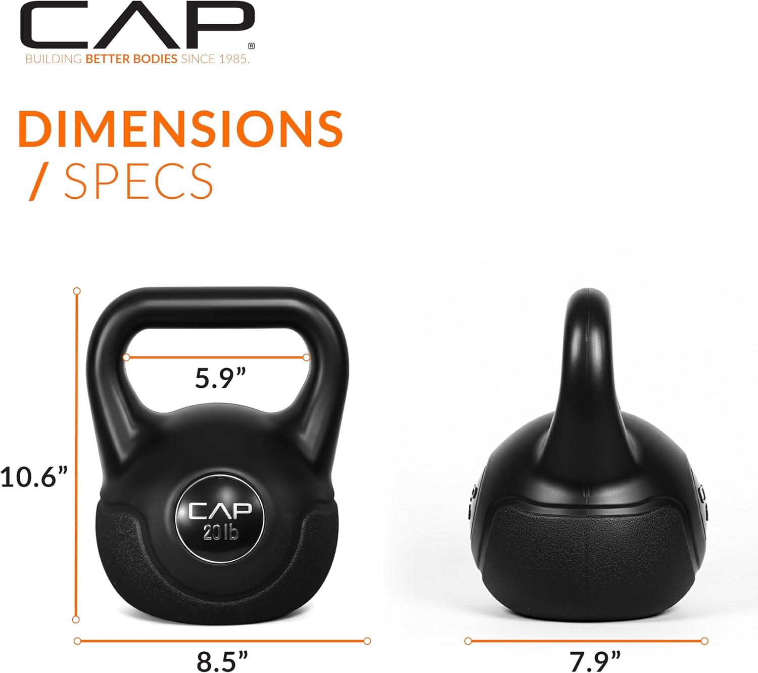 image:imageCAP Barbell 45 LB Cement Kettlebell Set 10 lb 15 lb amp 20 lb VinylCoated Kettlebells for Strength Training Cardio Cross Training amp Home Gym Workouts