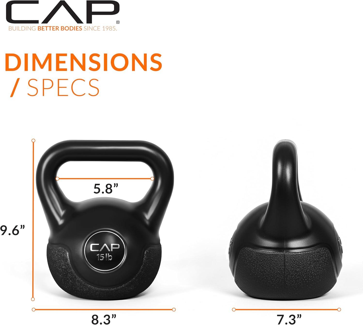 image:imageCAP Barbell 45 LB Cement Kettlebell Set 10 lb 15 lb amp 20 lb VinylCoated Kettlebells for Strength Training Cardio Cross Training amp Home Gym Workouts