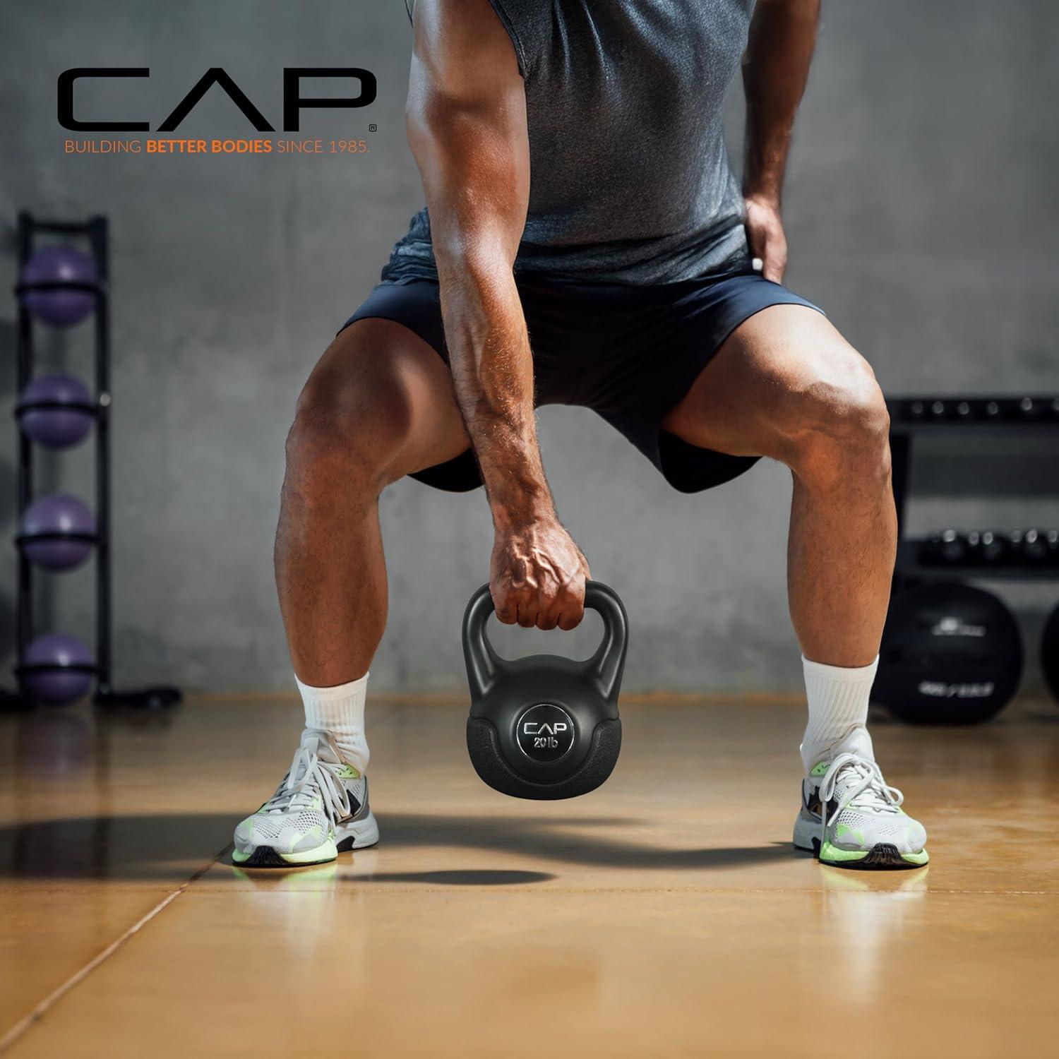 image:imageCAP Barbell 45 LB Cement Kettlebell Set 10 lb 15 lb amp 20 lb VinylCoated Kettlebells for Strength Training Cardio Cross Training amp Home Gym Workouts