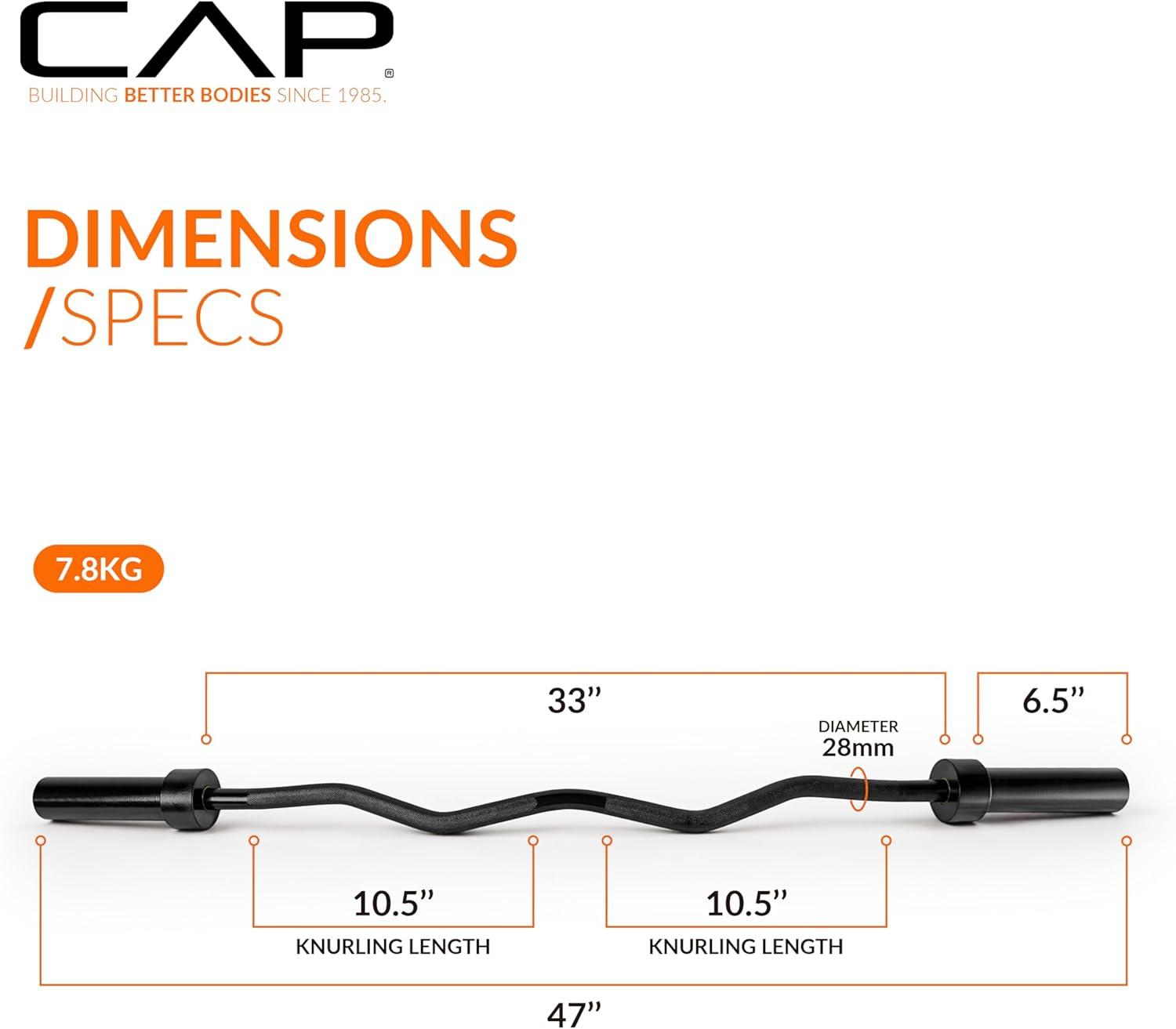 image:imageCAP Barbell 47Inch Olympic EZ Curl Bar for 2Inch Weight Plates Multiple OptionsBlack
