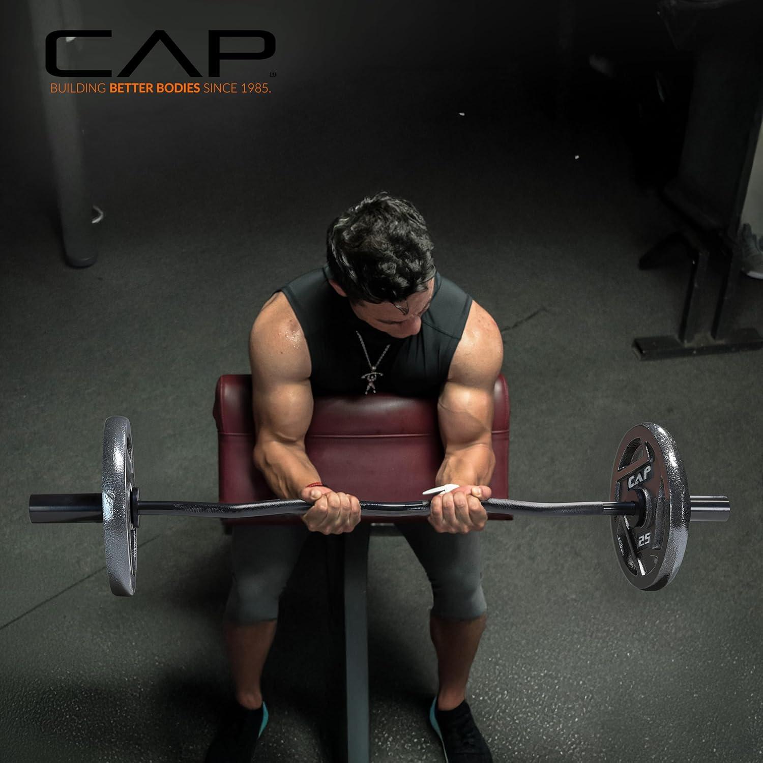 image:imageCAP Barbell 47Inch Olympic EZ Curl Bar for 2Inch Weight Plates Multiple OptionsBlack