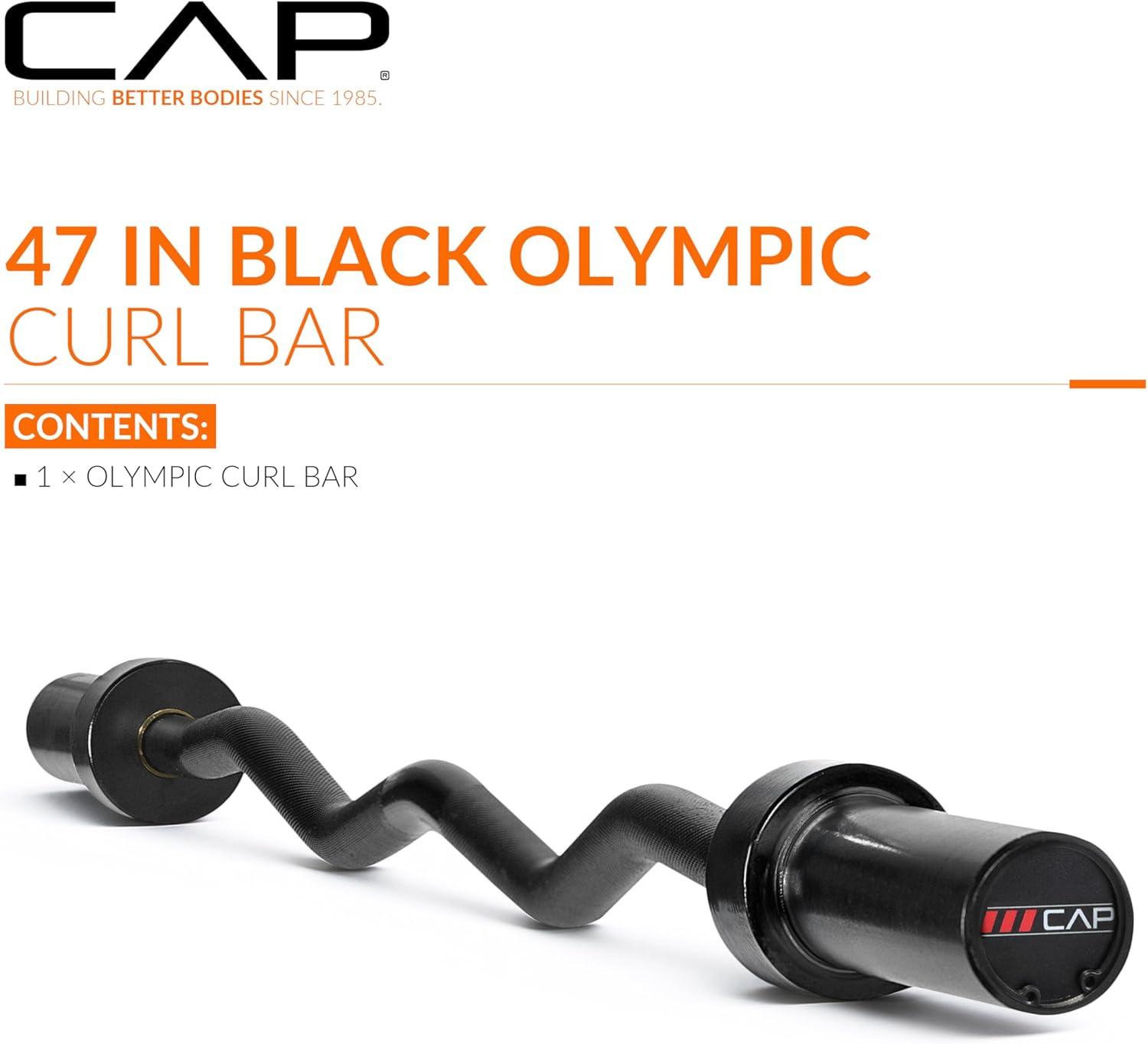 image:imageCAP Barbell 47Inch Olympic EZ Curl Bar for 2Inch Weight Plates Multiple OptionsBlack